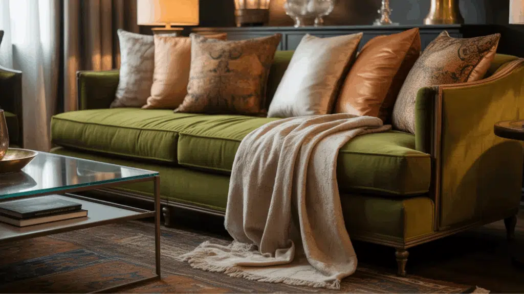 room with layed texture using various kinds of fabrics and material