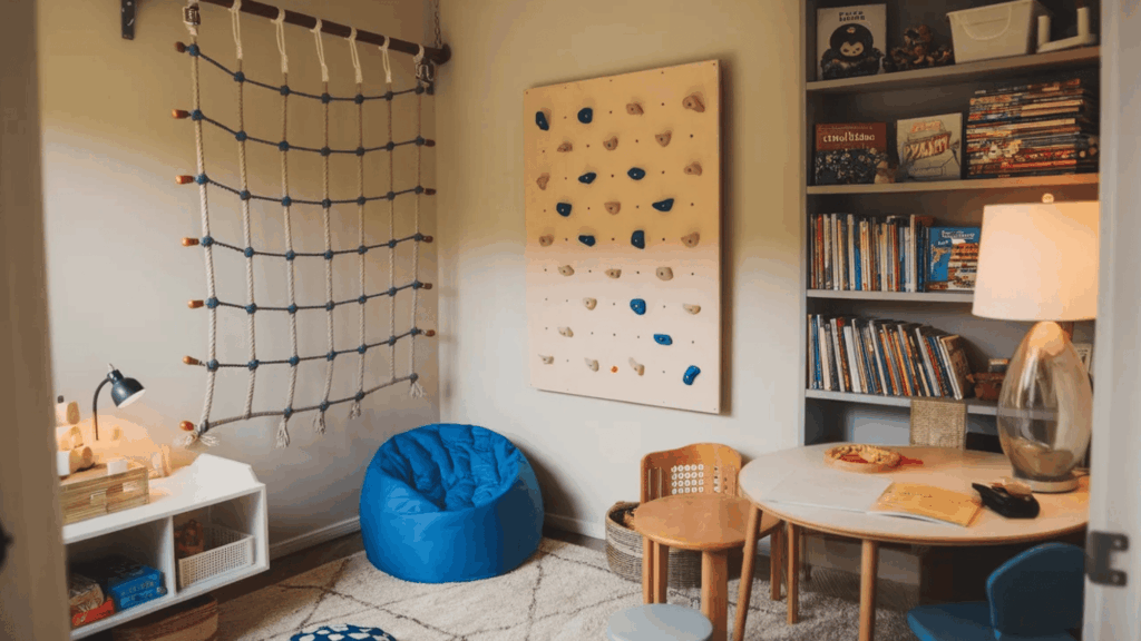 rope ladder on a wall for climbing fun