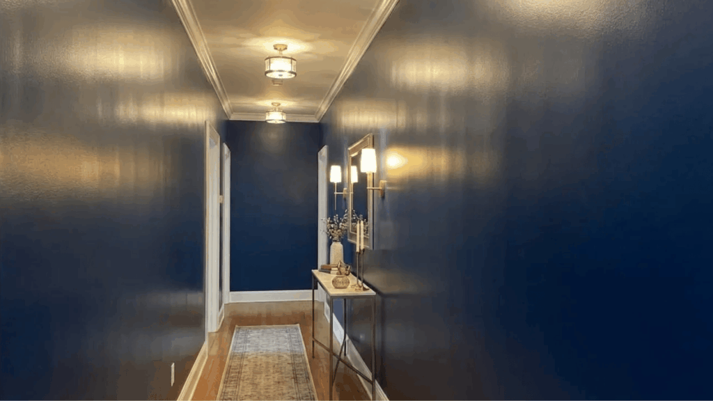 satin finish on the walls of a hallway 1