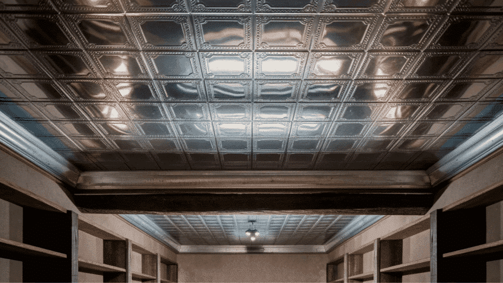 tin ceiling in a basement (2)