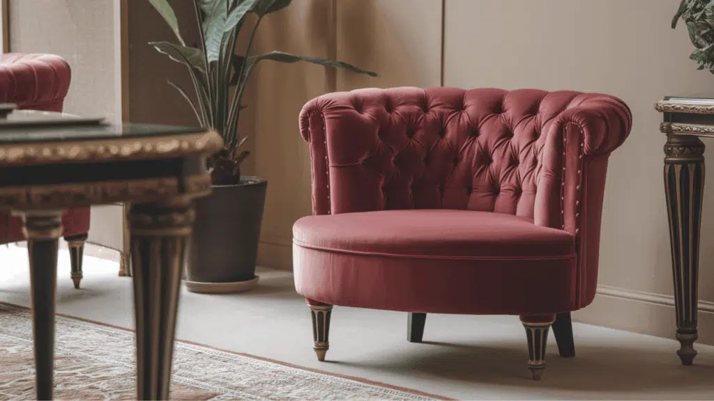 tufted chairs ina avictorian theme room