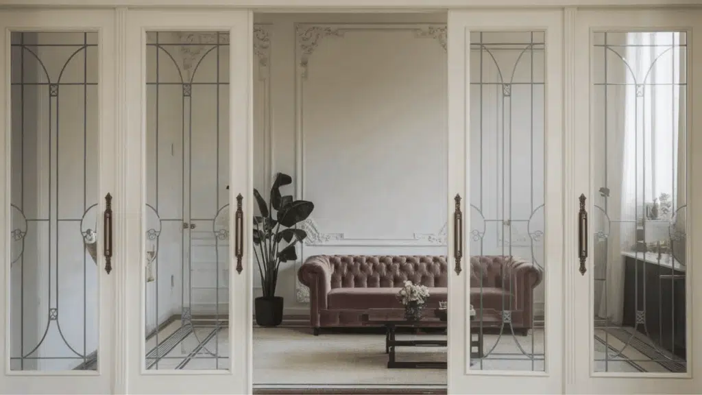 updated old victorian door with modern sleek fittings