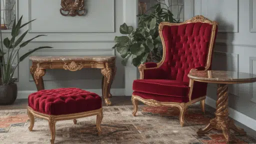 victorian theme decor and furniture with planters