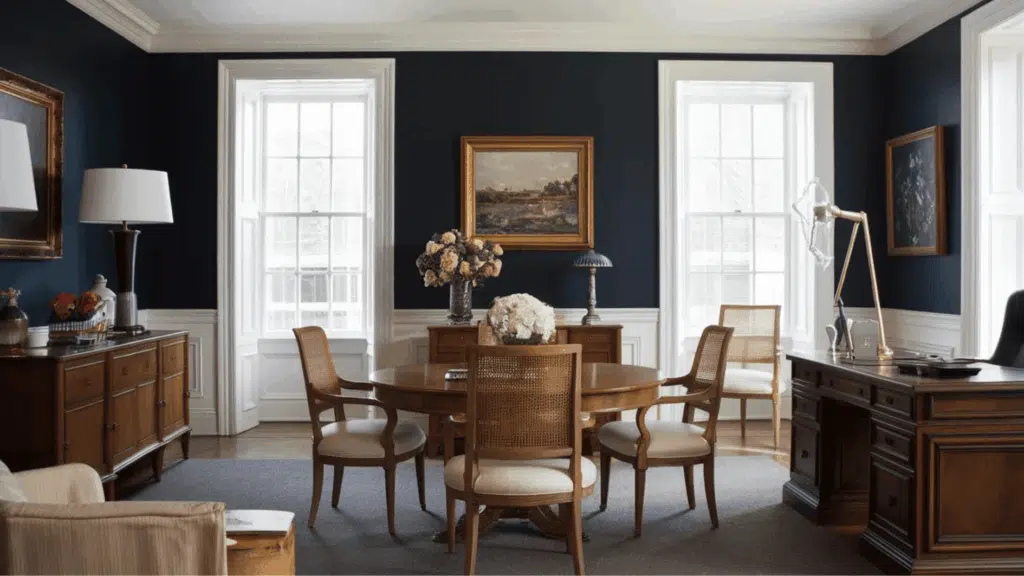white-navy trim color combination