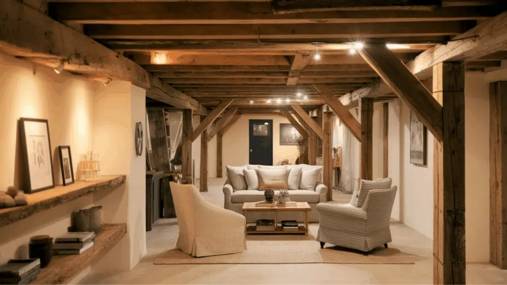 wooden beams and planks