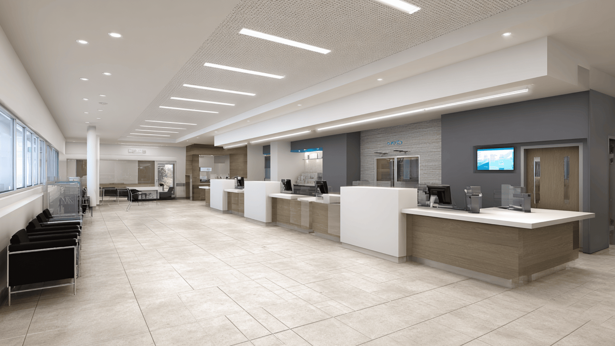 a banking interior with structured layout and professional design building trust and security