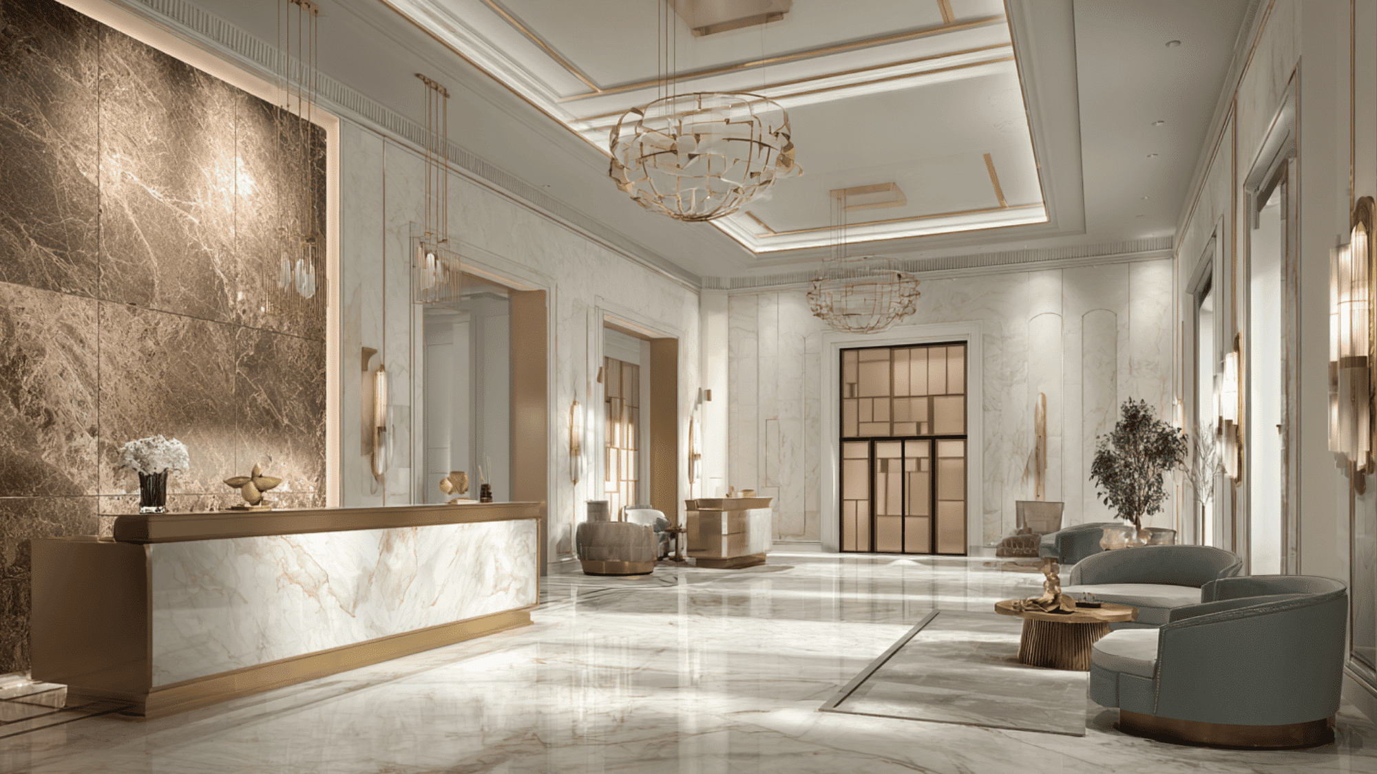 a luxury hotel interior with elegant decor soft lighting and comfortable space enhancing guest experience