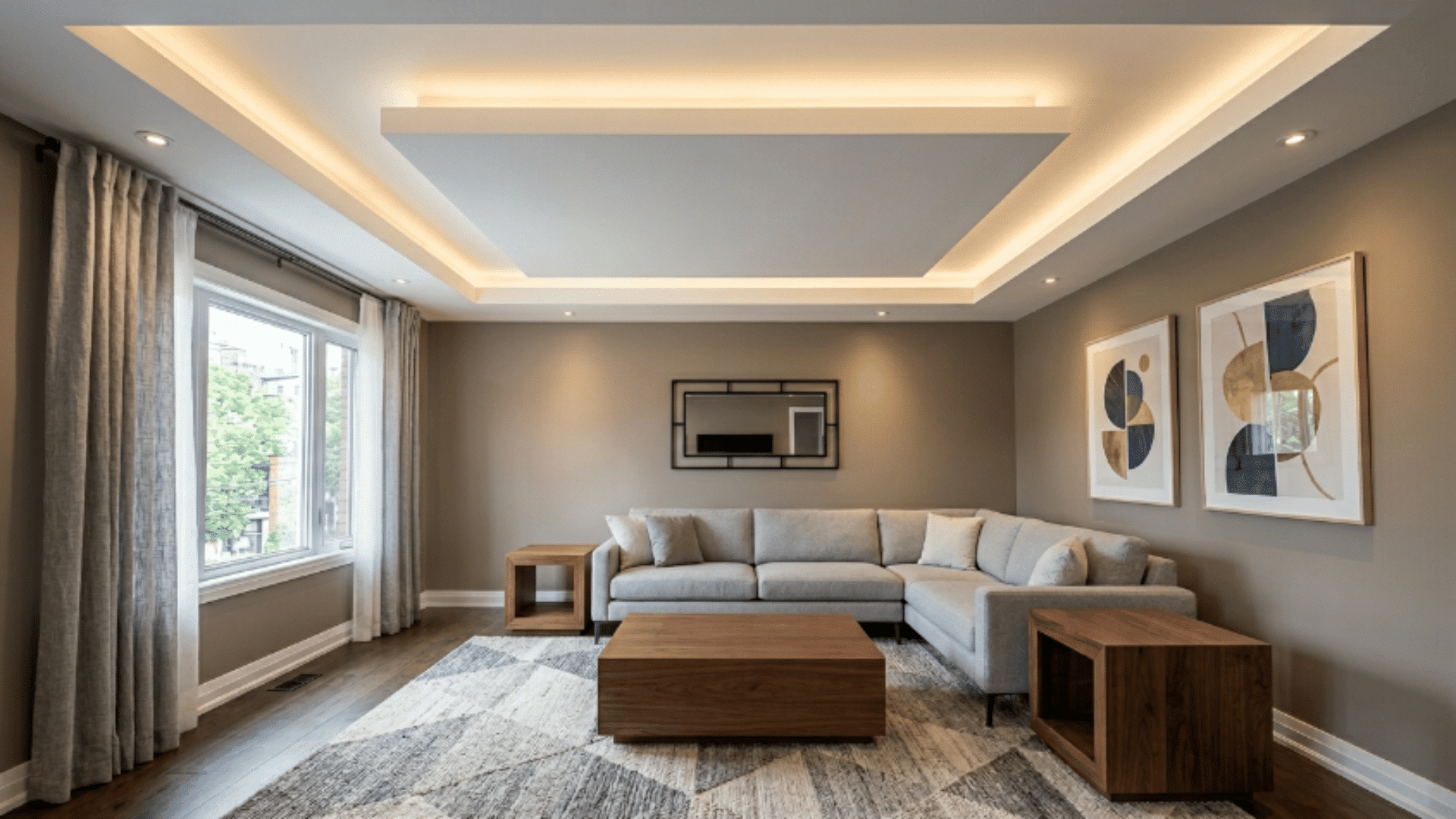 a tray ceiling with a recessed center that drops down instead of rising up (2)