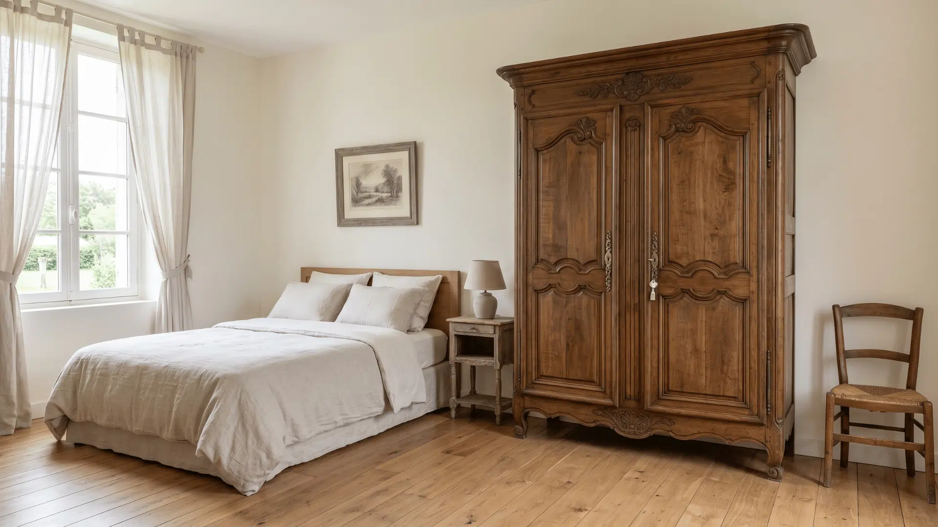 adds warmth and structure with exposed wood beams that create a grounded and natural ceiling detail (1)