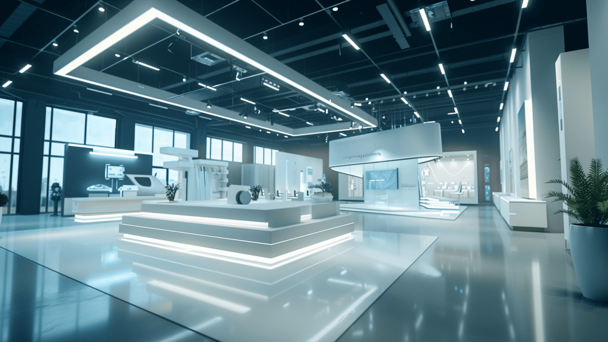 an exhibition space with flexible layout interactive displays and engaging visitor experience