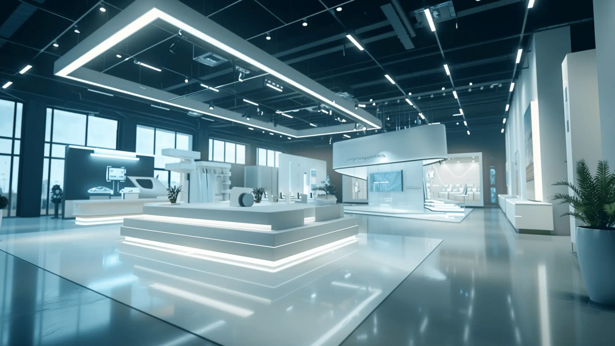 an exhibition space with flexible layout interactive displays and engaging visitor experience