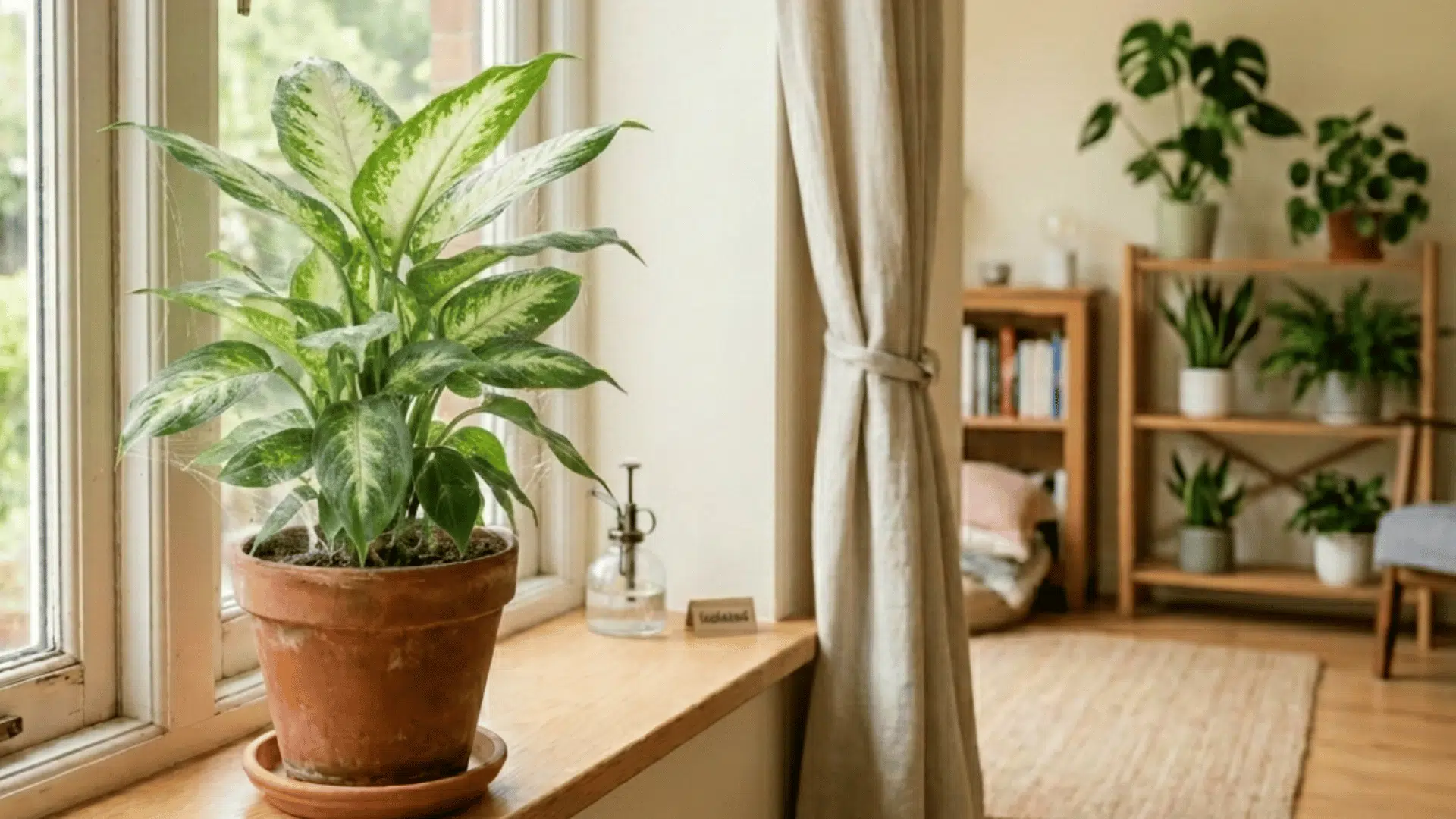 an indoor plant away from other plants near window to stop spread of spider mites infestation