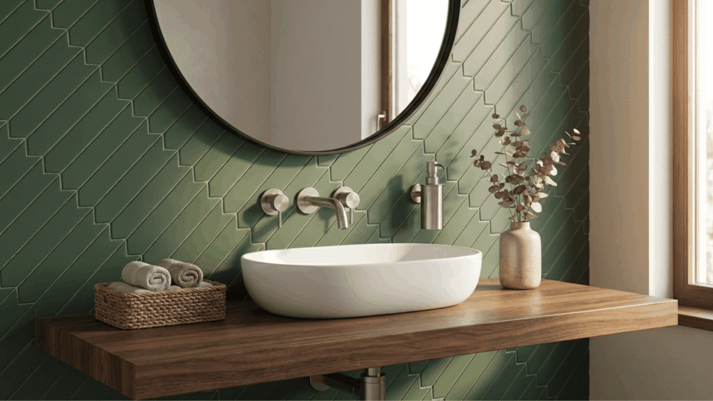 arrow-shaped tiles arranged diagonally for a modern zigzag pattern with visual flow.