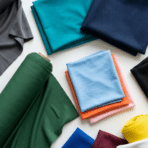 assorted performance fabric swatches in various colors neatly arranged on a white background