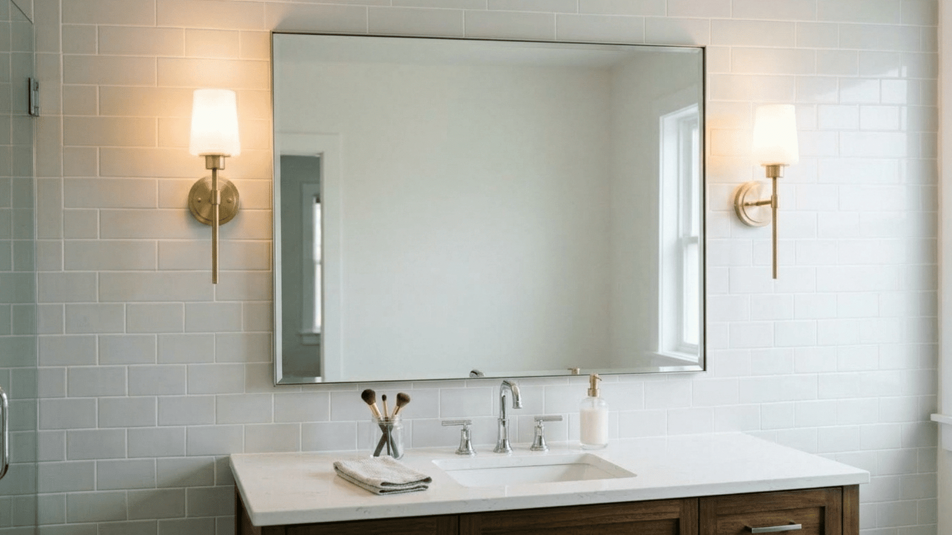bathroom mirror with side sconces for balanced and shadow-free lighting.