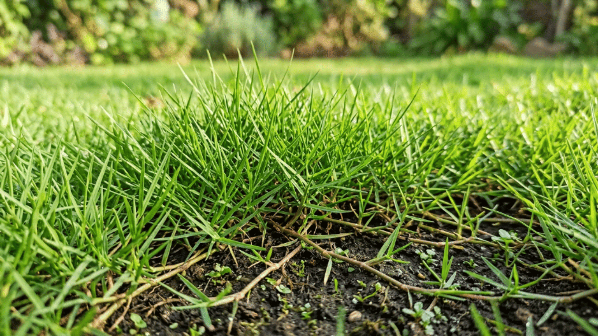 bermuda grass lawn with fine blades dense growth and bright green color spreading evenly in sunlight