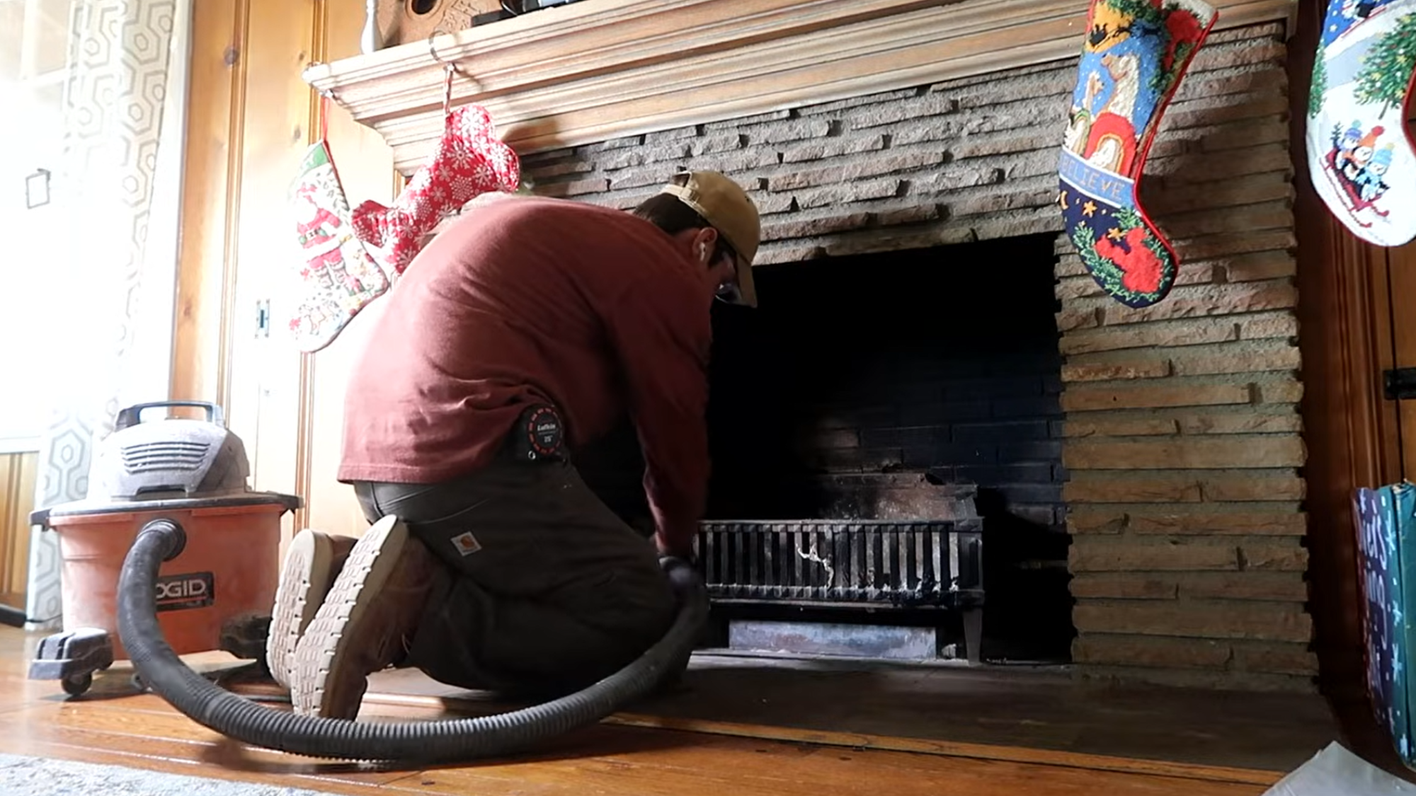 clean debris and finish chimney cleaning with final cleanup