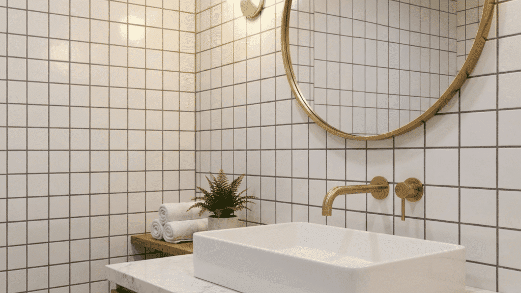 clean, ordered square tile grid with no offsets for a minimalist, industrial aesthetic.