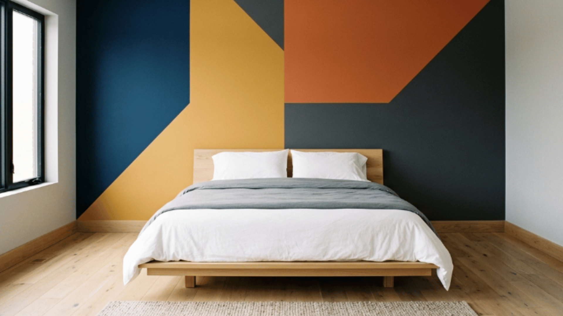 color block wall with bold sections creating contrast and a clean modern layout