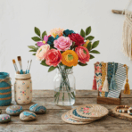 different easy crafts to do at home arranged together on table showing creative diy ideas with simple materials