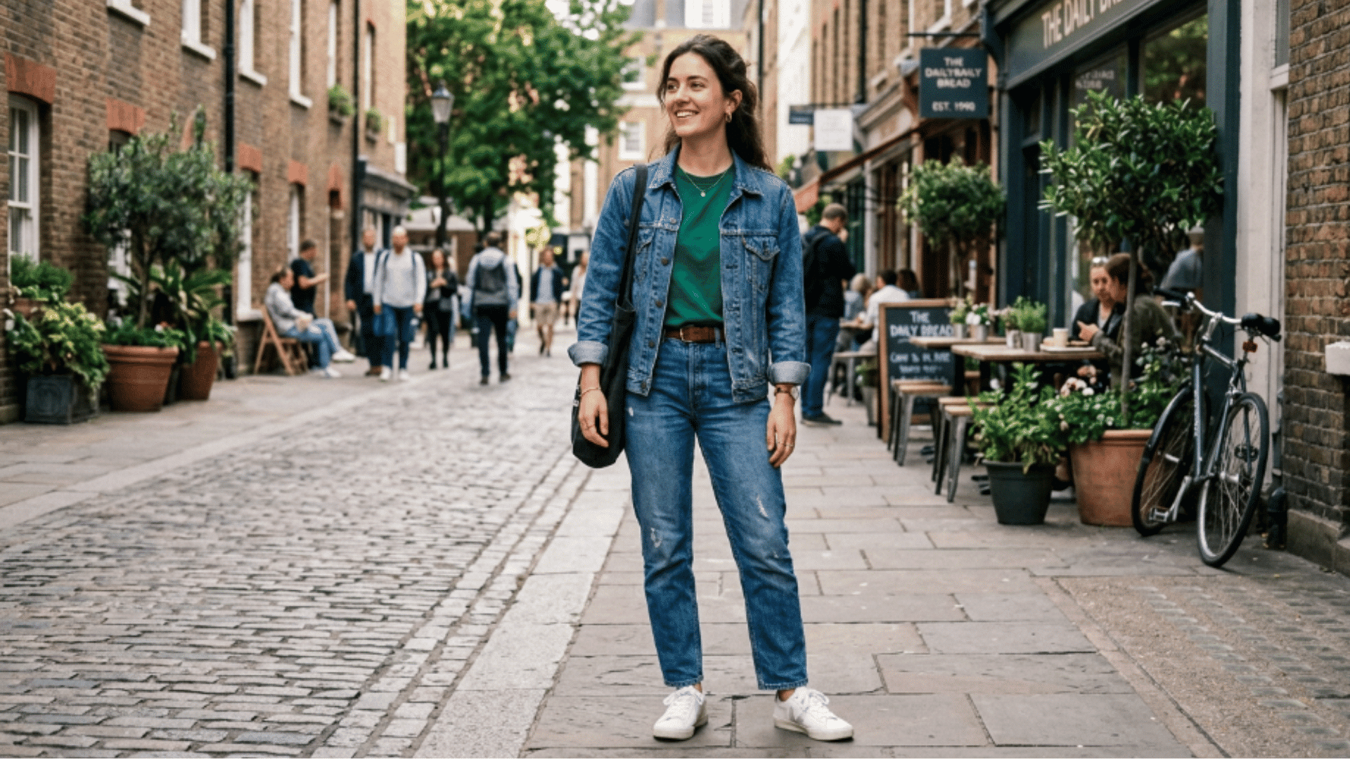 emerald green top with denim jeans casual and relaxed everyday outfit styling