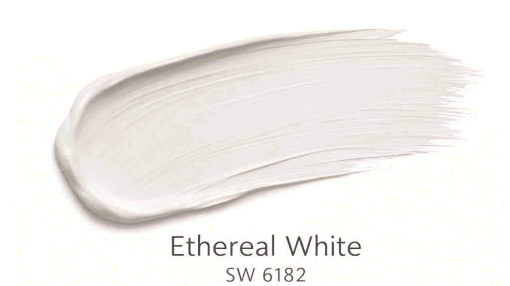 ethereal white paint swatch with textured brush strokes, creating a natural finish on a white background