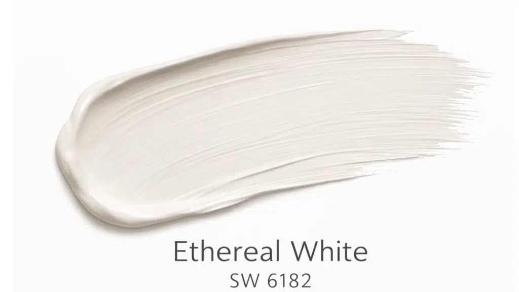 ethereal white paint swatch with textured brush strokes, creating a natural finish on a white background