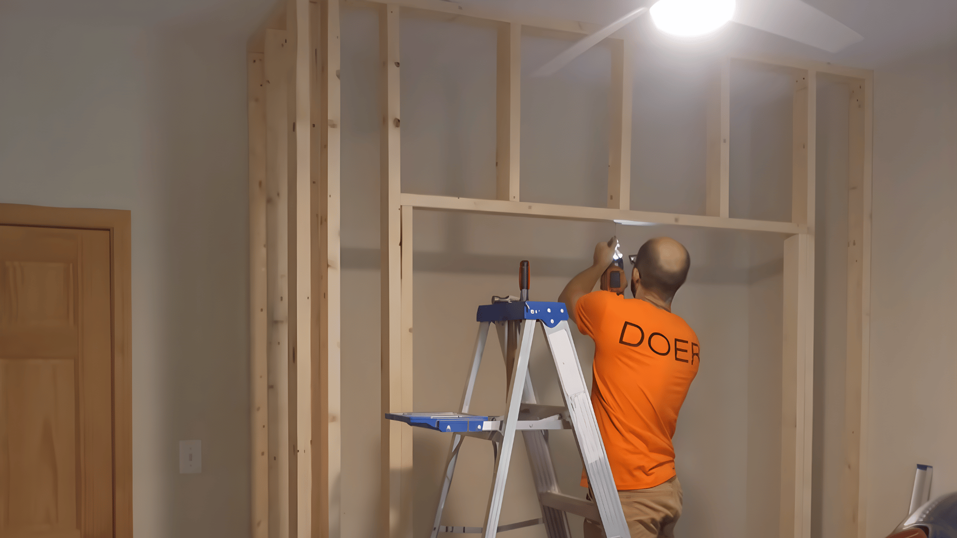 frame structure attach plates build door opening with studs