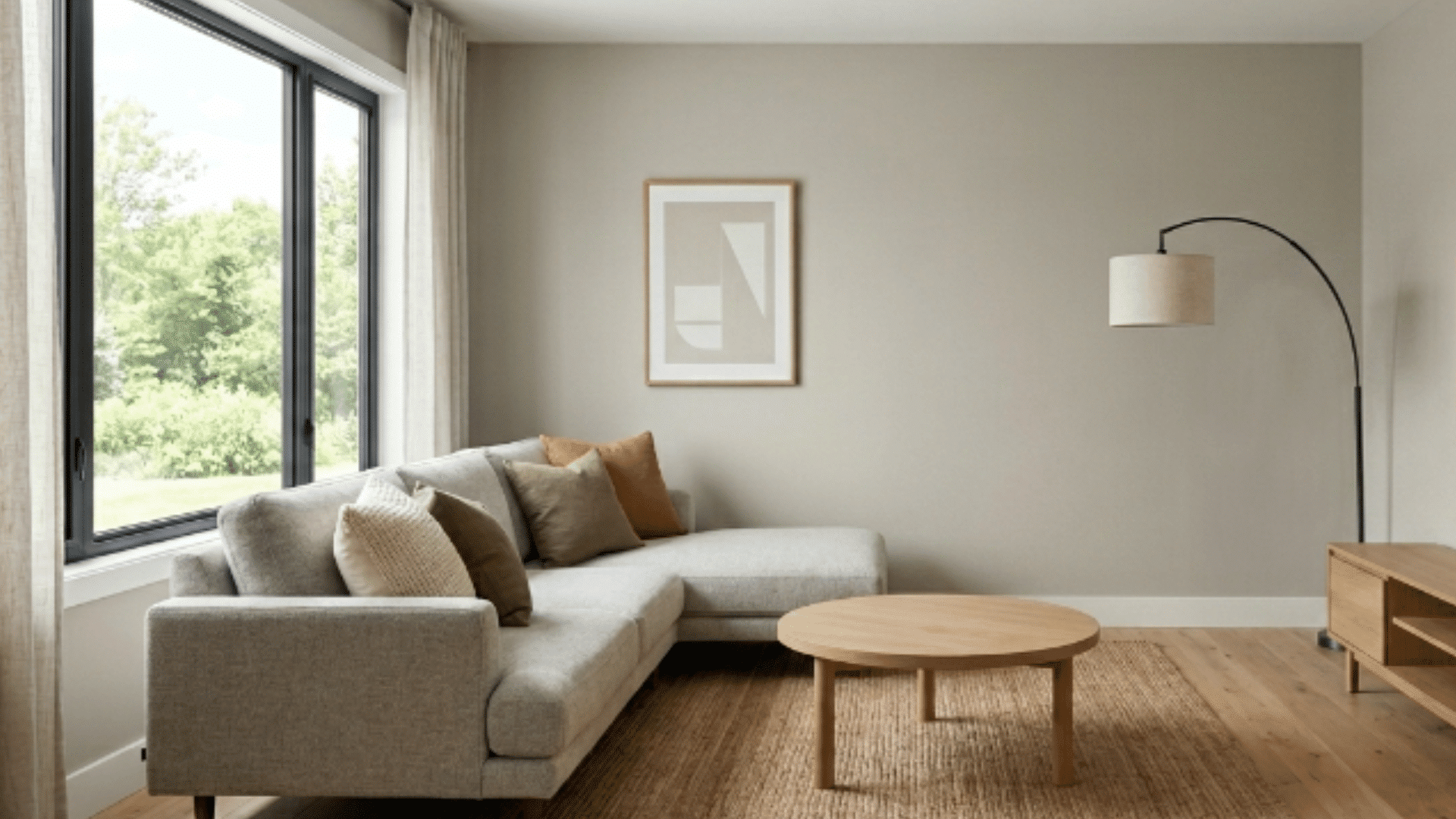fresh matte painted living room walls with soft light minimal decor small showpieces clean uncluttered space