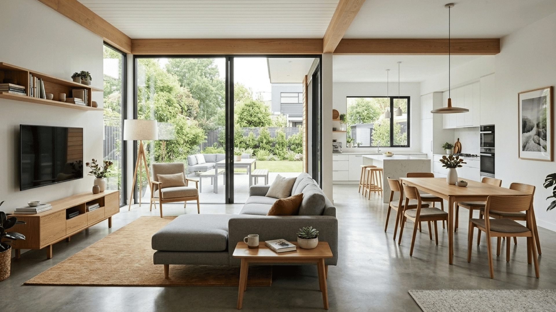 functional contemporary living space with open layout and natural light.