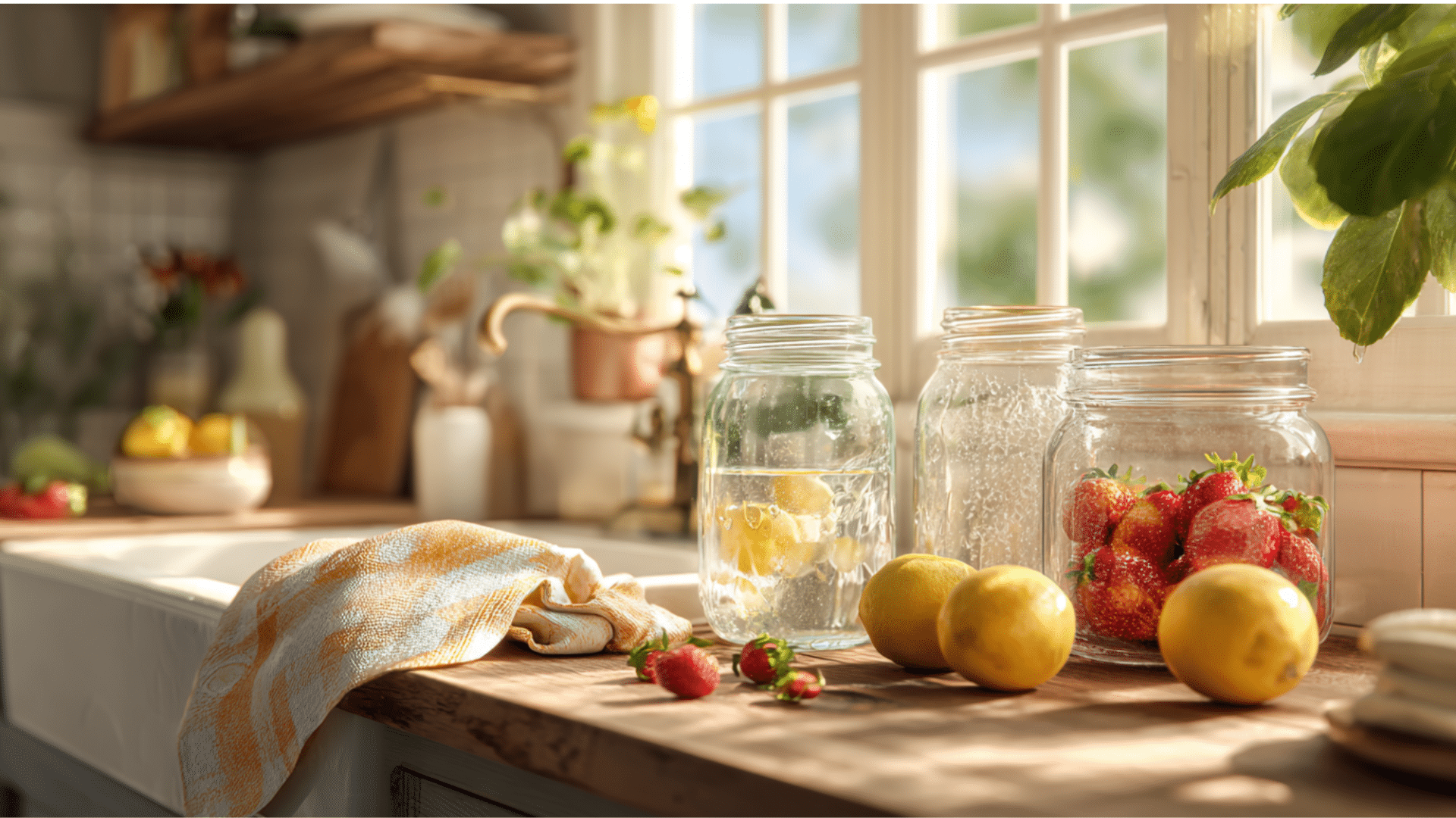how to sterilize jars at home for safe canning with clean glass jars on kitchen counter