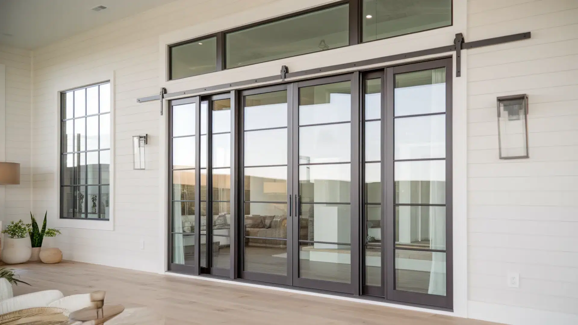 image shows a sliding door outside the living room