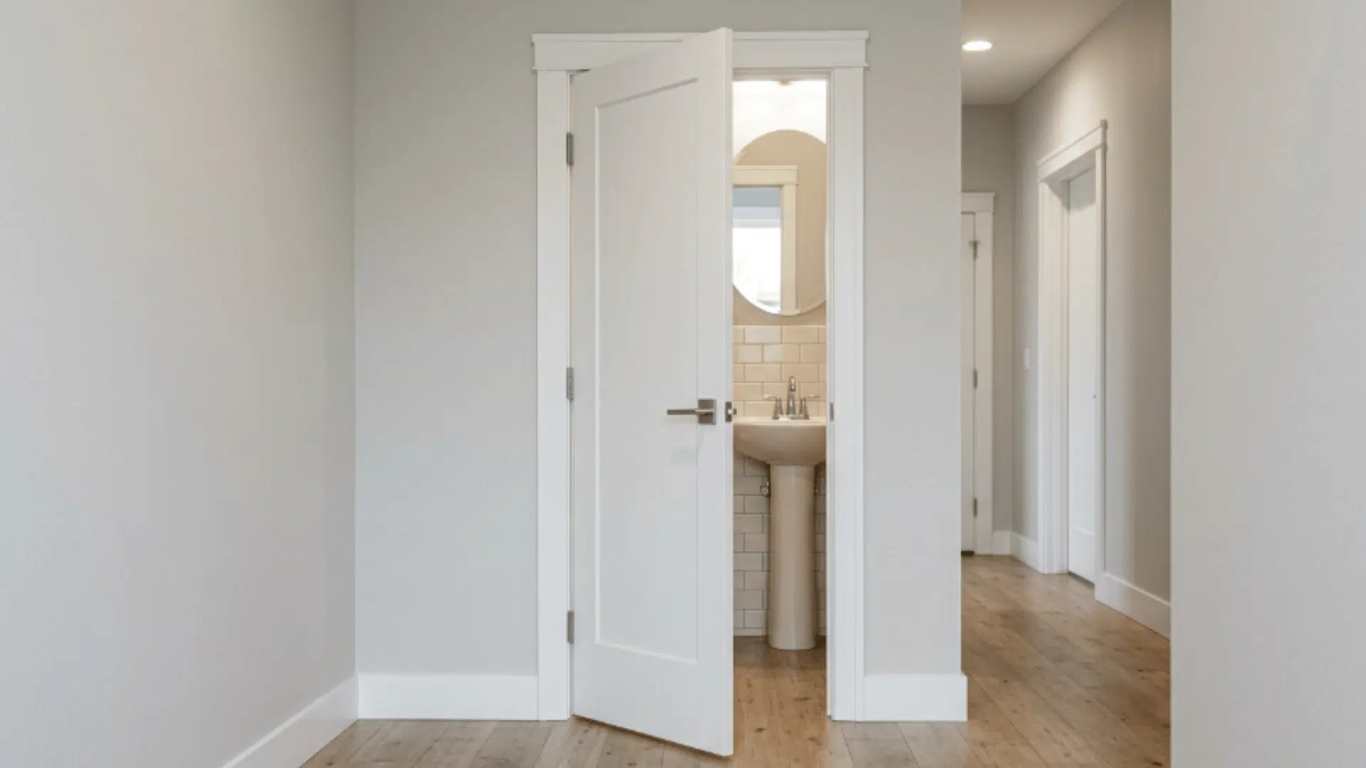 interior bathroom door with compact width suitable for small layouts