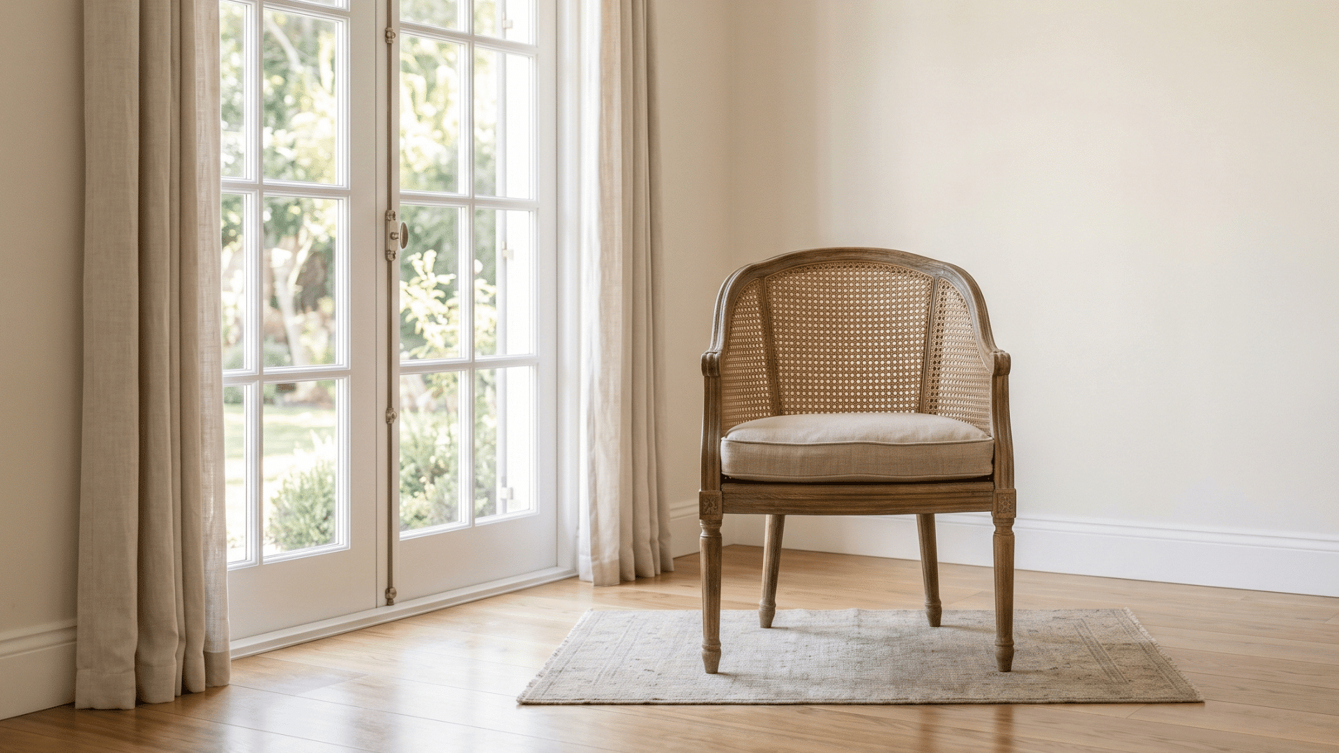 introduces texture using one woven piece that contrasts gently with solid surfaces