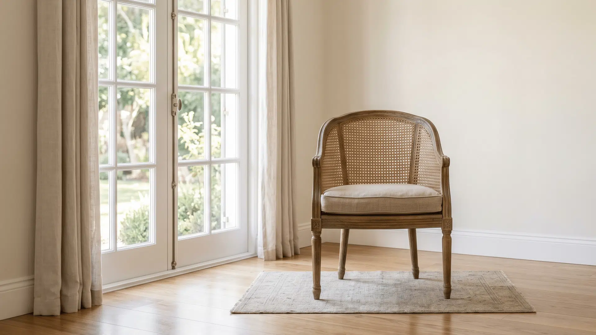 introduces texture using one woven piece that contrasts gently with solid surfaces