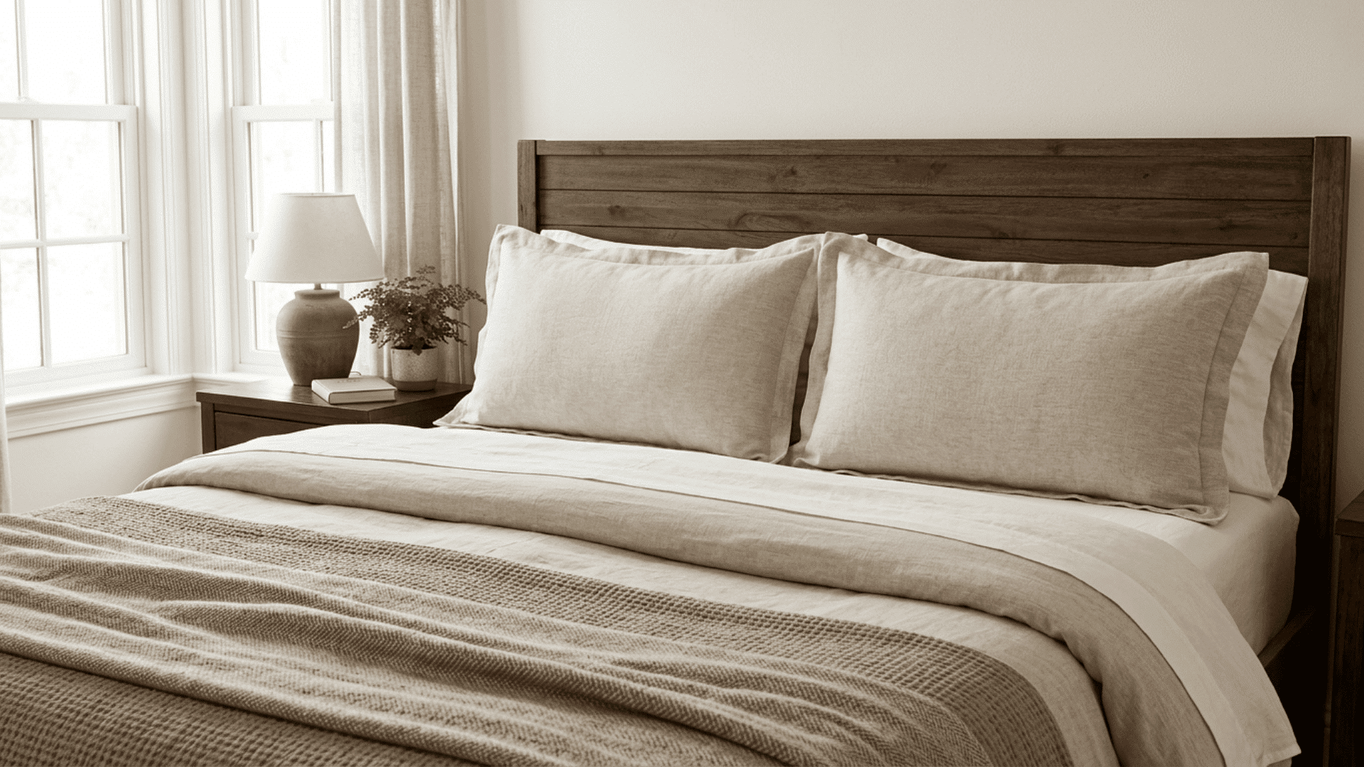 king pillow shams covering wide pillows fully on a large bed showing proper alignment and full width placement clearly