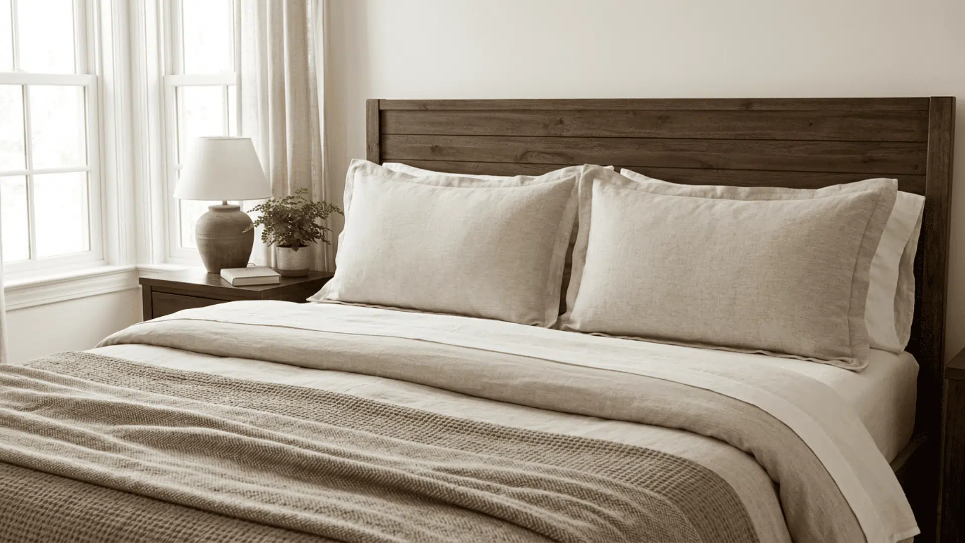 king pillow shams covering wide pillows fully on a large bed showing proper alignment and full width placement clearly