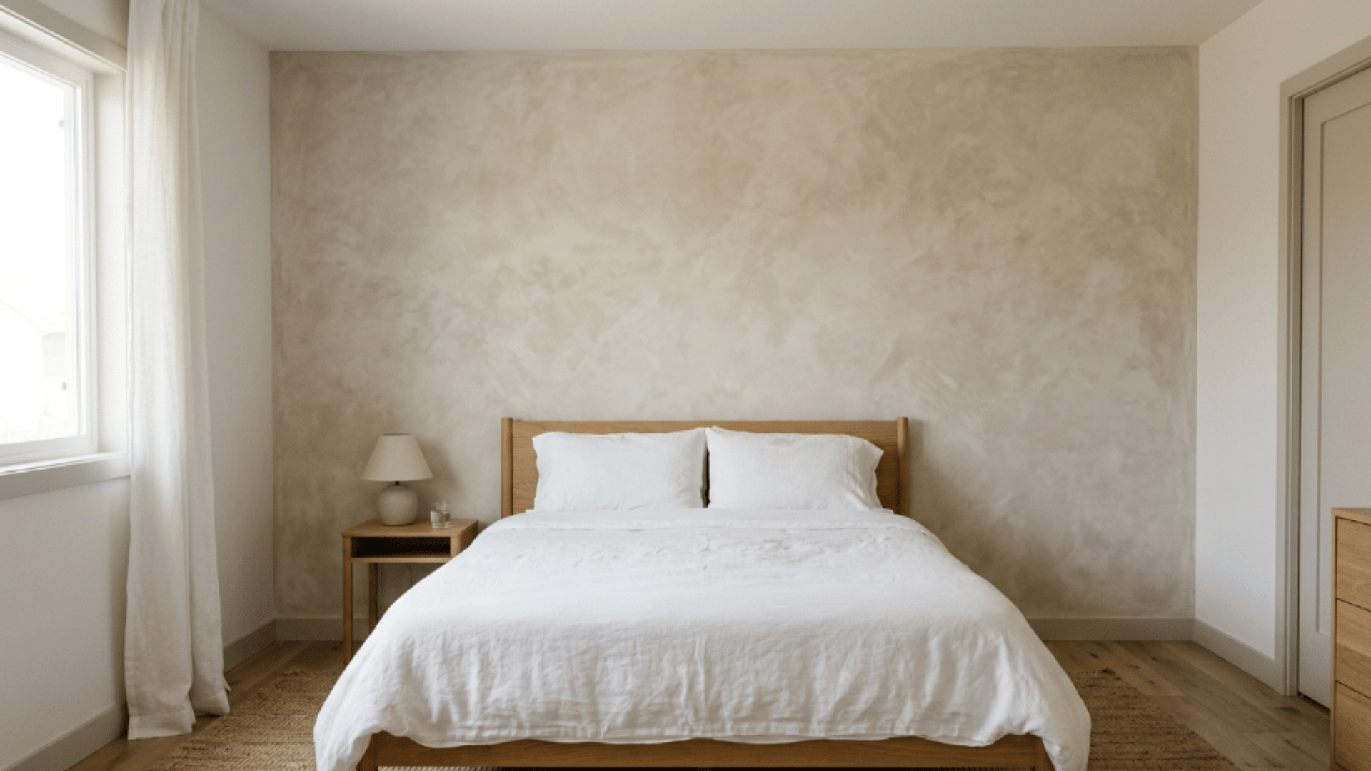 limewash wall with soft cloudy finish creating a calm and subtle textured background