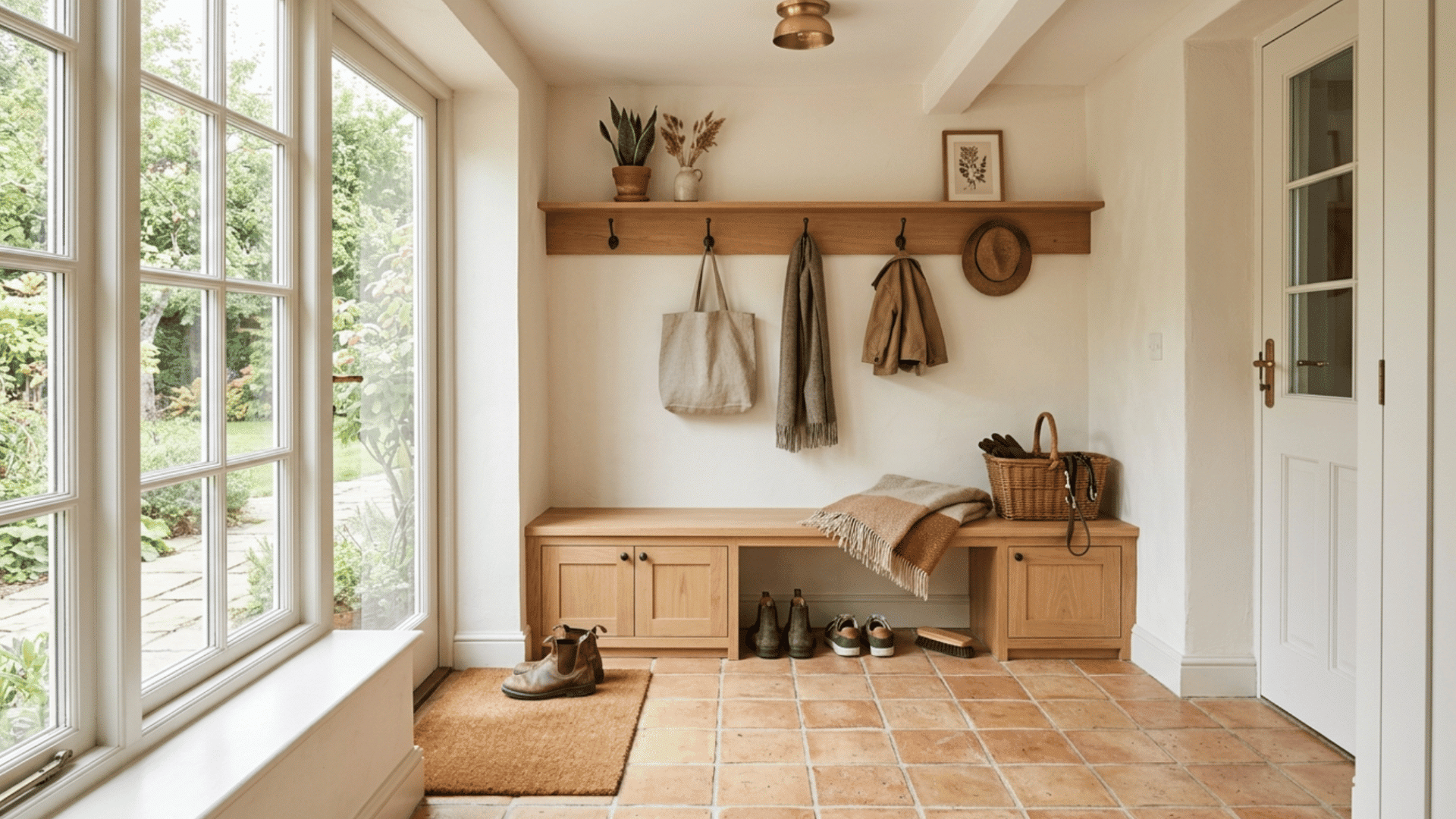 luxury mud room with tiled flooring and clean modern layout