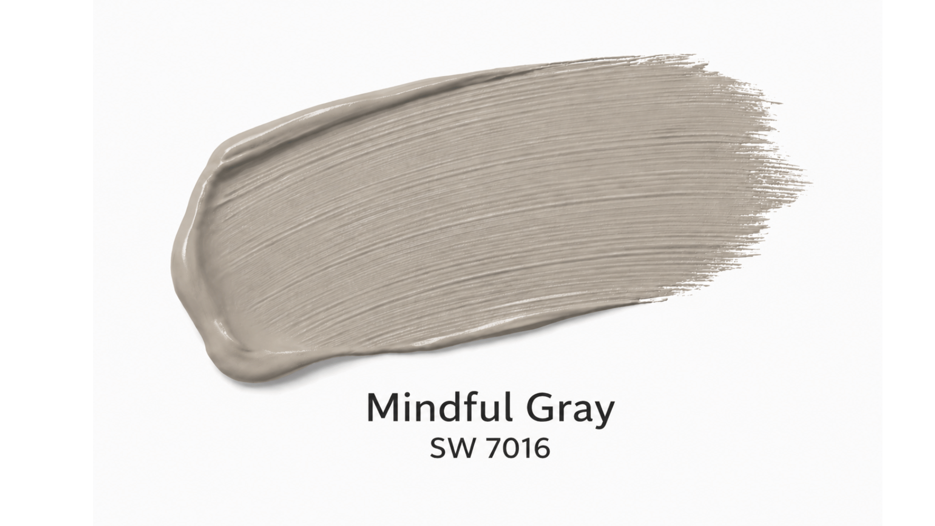 mindful gray paint swatch with smooth brush stroke on clean white