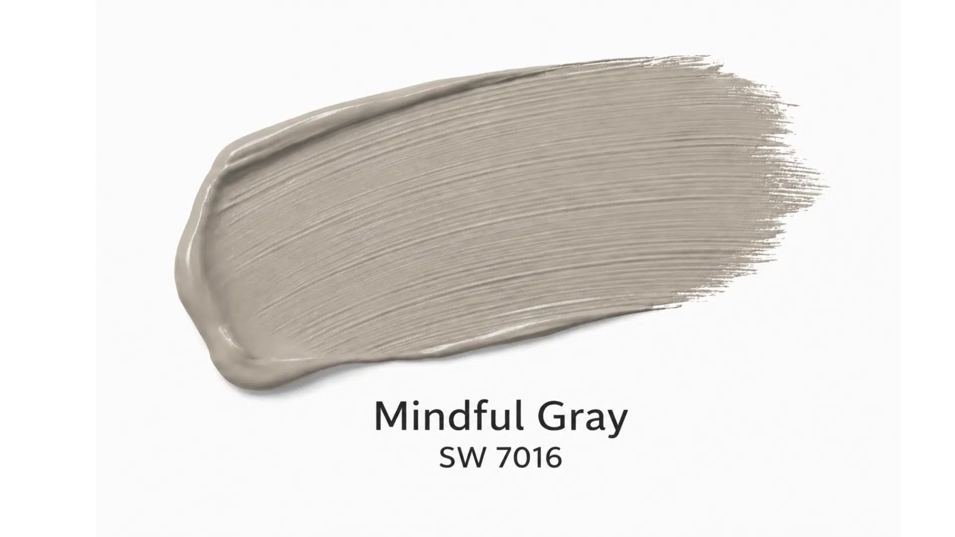 mindful gray paint swatch with smooth brush stroke on clean white