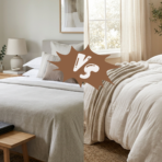 minimalist bedroom comparison featuring a smooth flat bedspread versus a fluffy duvet comforter in a bright neutral interior