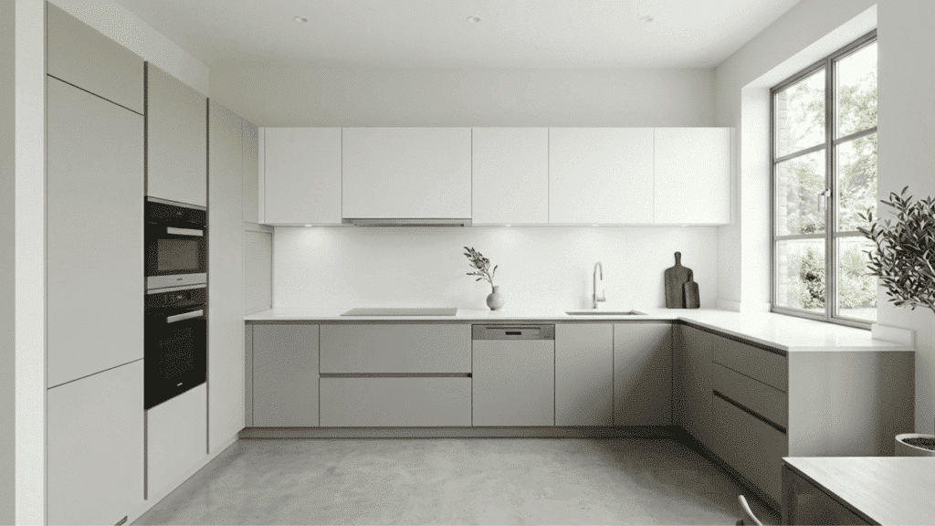 minimalist modular kitchen with clean lines simple finishes and clutter-free counters for a neat look