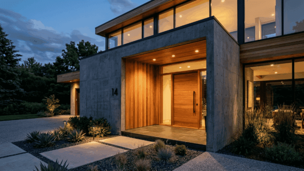 modern home with recessed front entrance that adds depth to the facade and highlights the entry area
