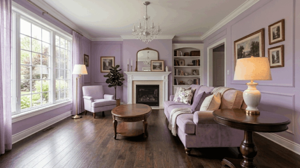 modern traditional interior design living room with pedestal side table beside sofa lamp decor and natural light