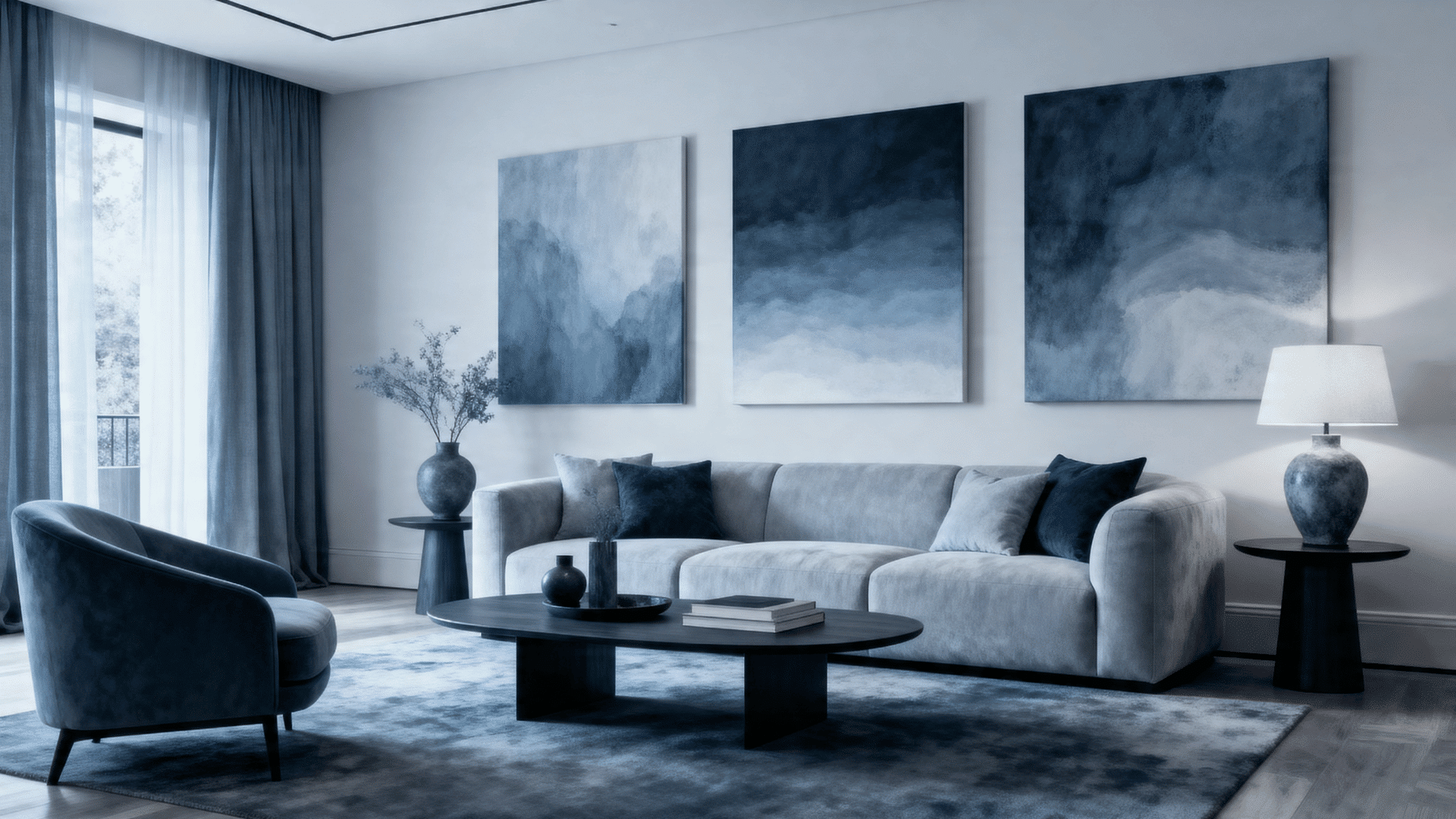 monochromatic room with layered shades of one color, tonal furniture and decor, soft gradients, cohesive and elegant design