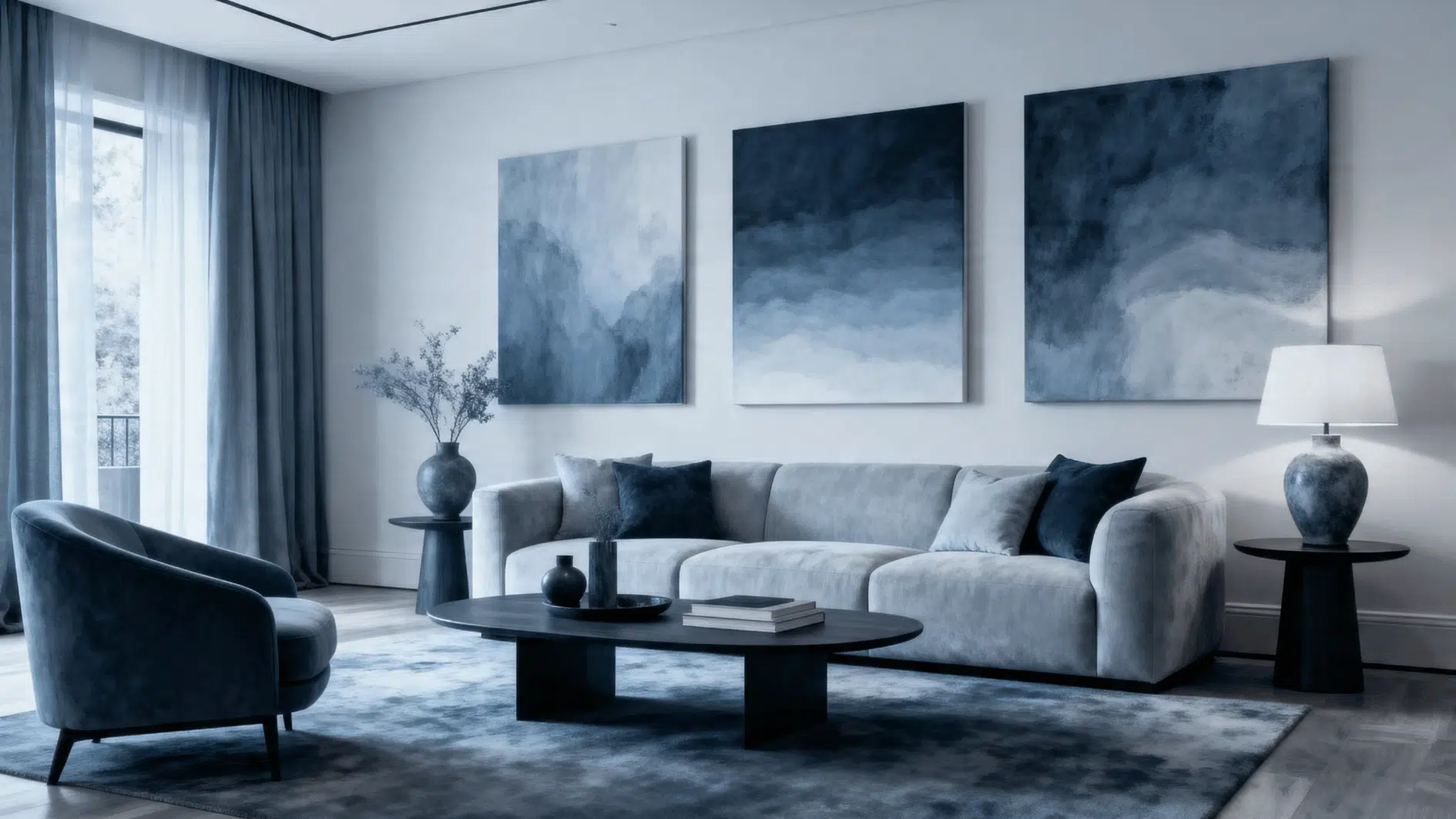 monochromatic room with layered shades of one color, tonal furniture and decor, soft gradients, cohesive and elegant design