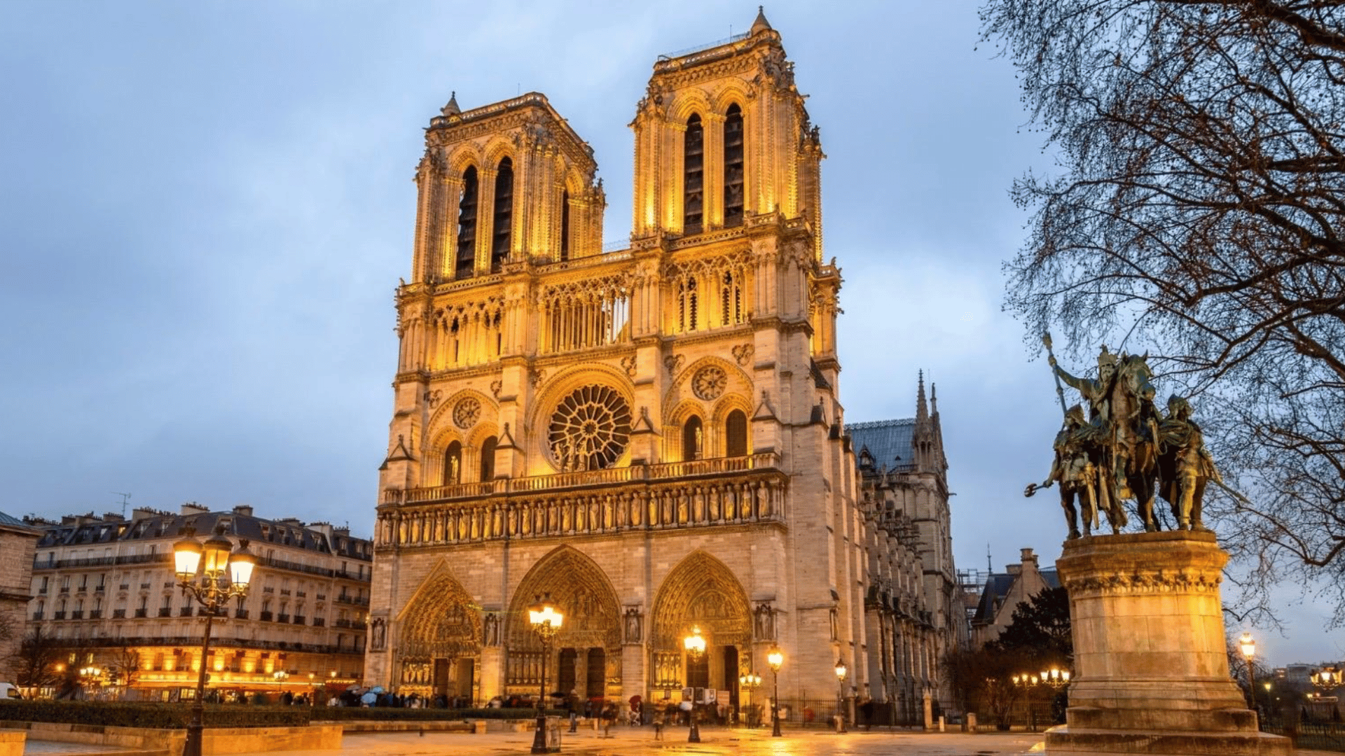 notre-Dame Cathedral with pointed arches and stained glass, a classic example of Gothic european architecture design. (1)