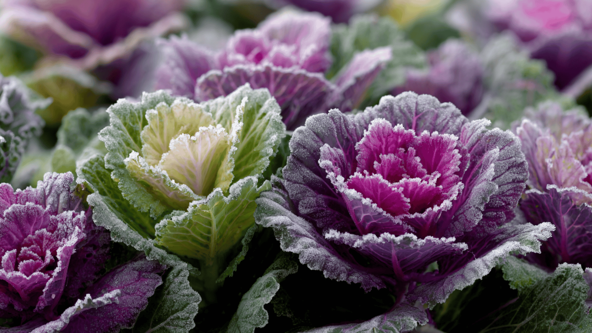 ornamental kale and cabbage with colorful leaves in winter (1)