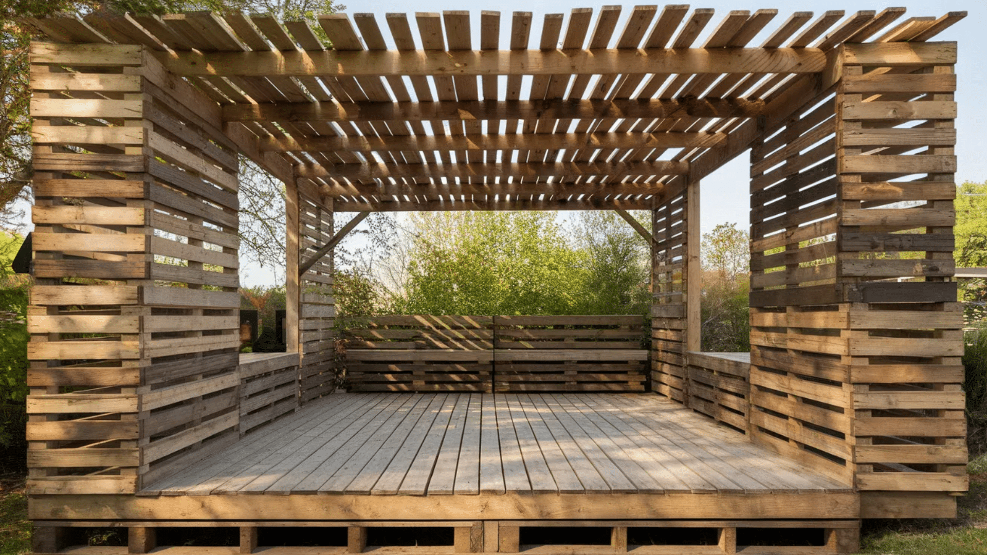 pallets are an excellent budget-friendly material for creating a deck cover